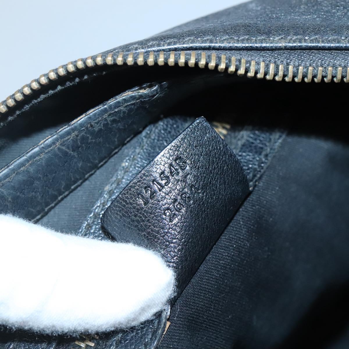 GUCCI Interlocking Shoulder Bag Leather Black Gold 121548 Auth 139643