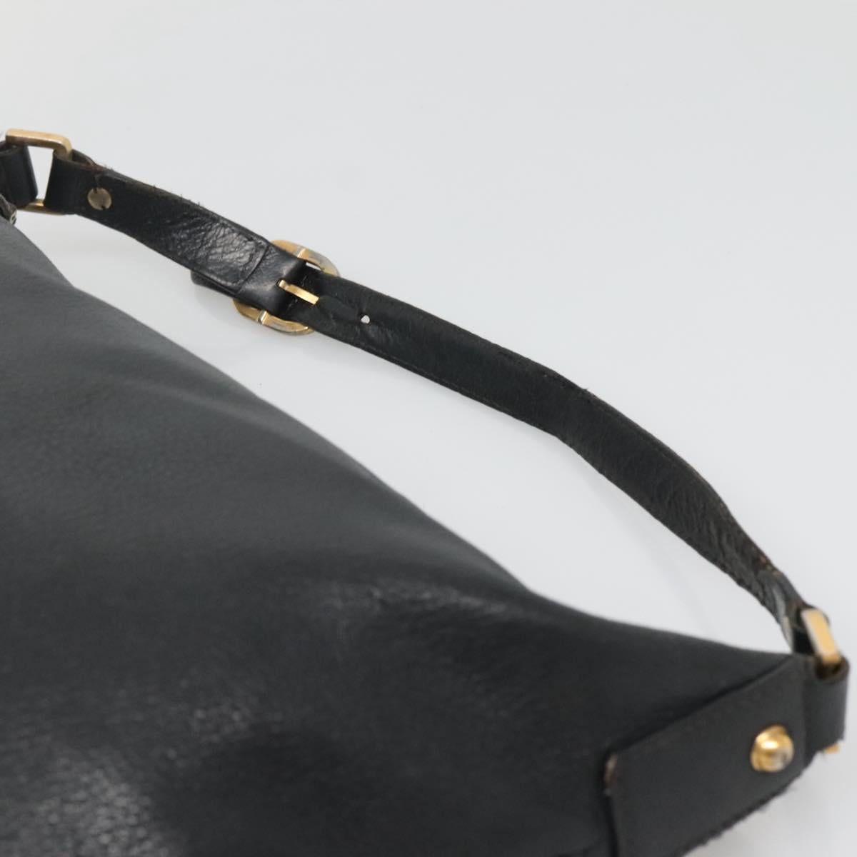 GUCCI Interlocking Shoulder Bag Leather Black Gold 121548 Auth 139643