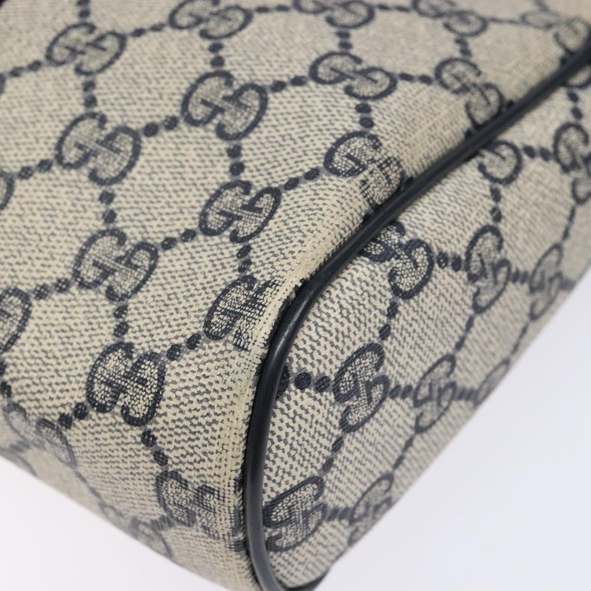 GUCCI GG Supreme Sherry Line Clutch Bag PVC Navy Gold Auth 139644