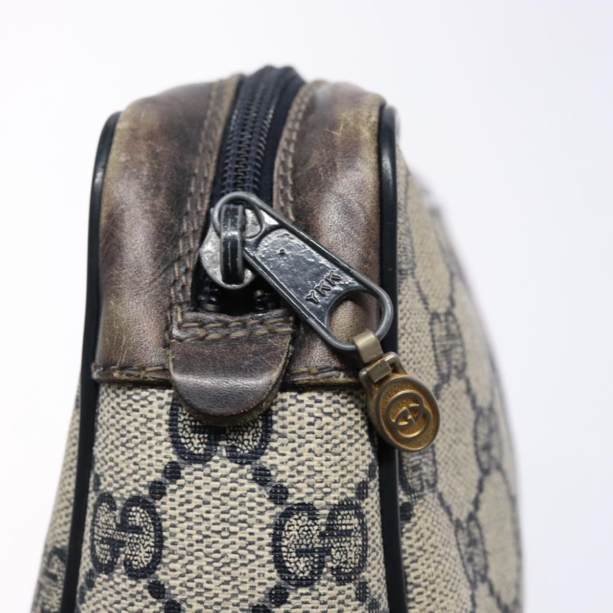 GUCCI GG Supreme Sherry Line Clutch Bag PVC Navy Gold Auth 139644