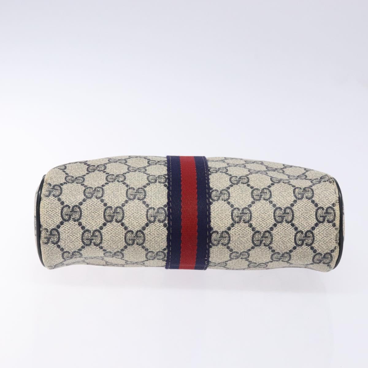 GUCCI GG Supreme Sherry Line Clutch Bag PVC Navy Gold Auth 139644