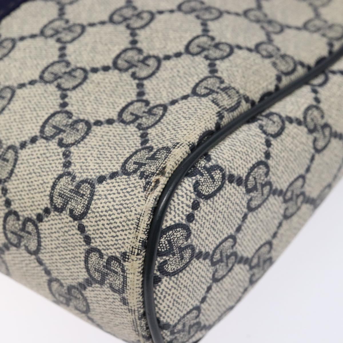 GUCCI GG Supreme Sherry Line Clutch Bag PVC Navy Gold Auth 139644