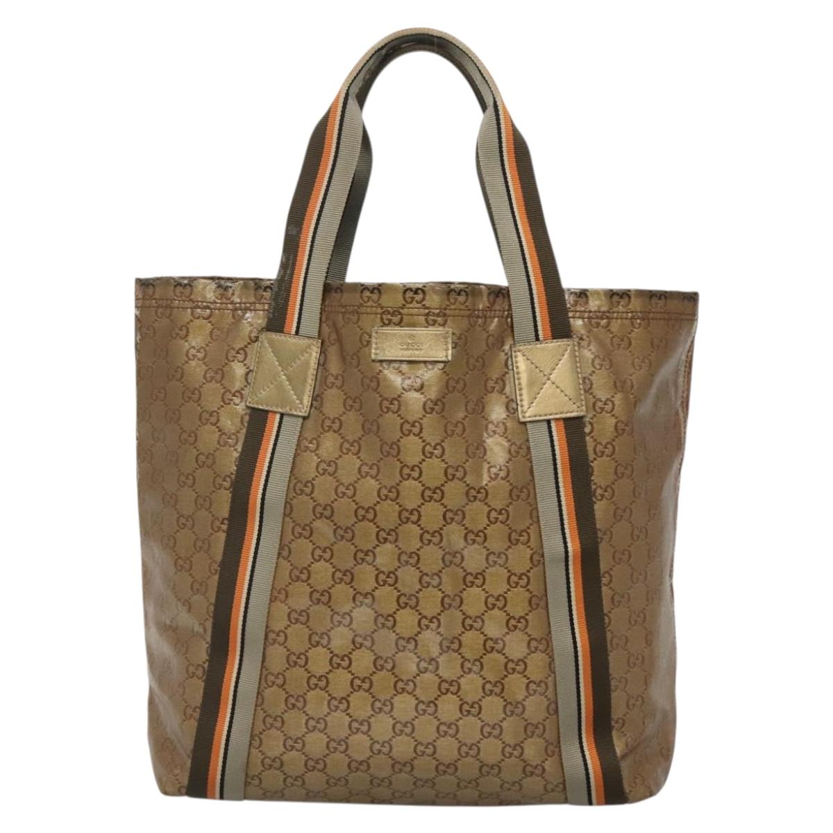 GUCCI GG Crystal Tote Bag Coated Canvas Gold 189669 Auth 139647