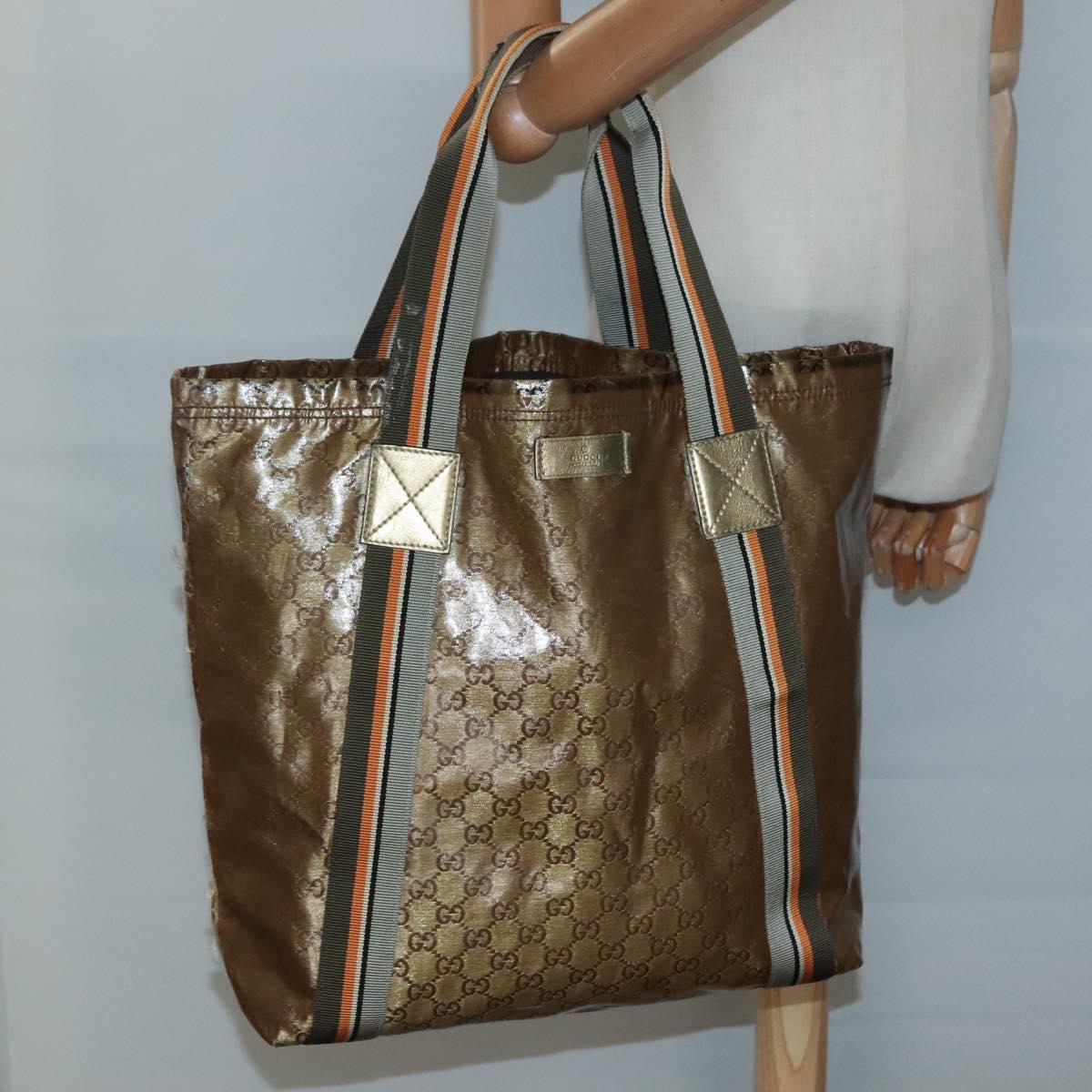 GUCCI GG Crystal Tote Bag Coated Canvas Gold 189669 Auth 139647
