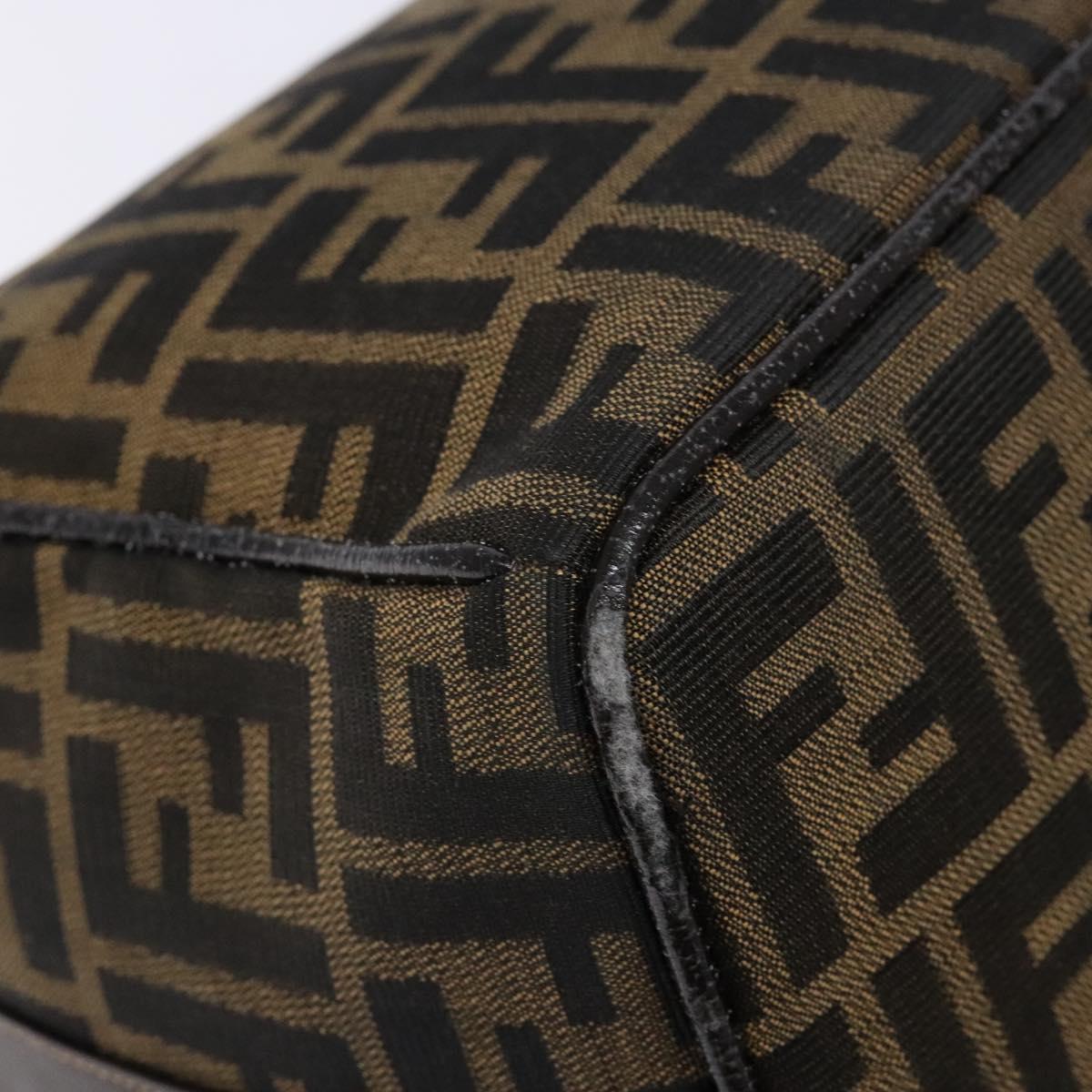 FENDI Zucca Canvas Hand Bag Black Brown gold Auth 139648