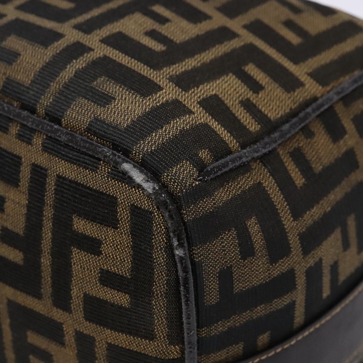 FENDI Zucca Canvas Hand Bag Black Brown gold Auth 139648