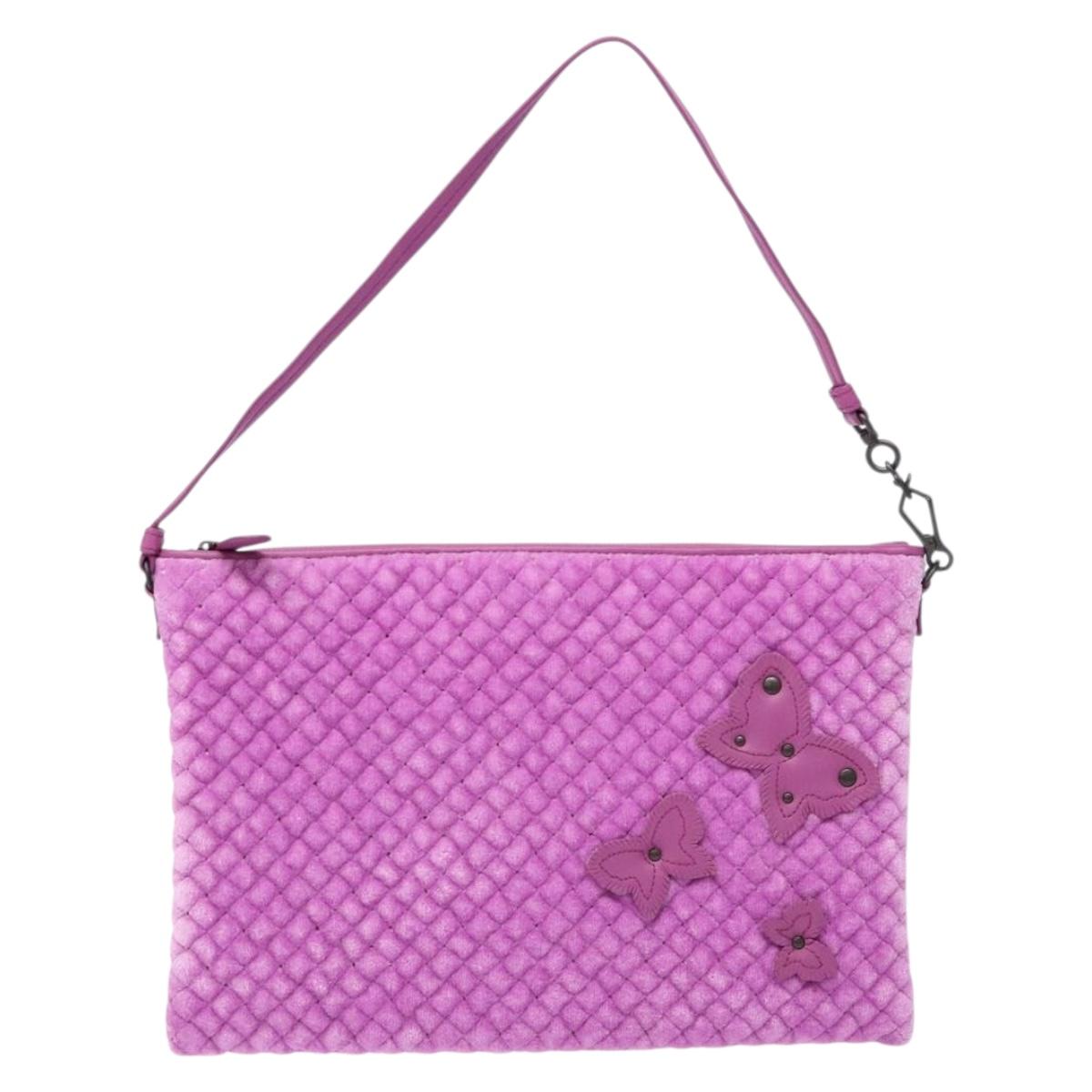 BOTTEGA VENETA Shoulder Bag Velor Purple Auth 139655A