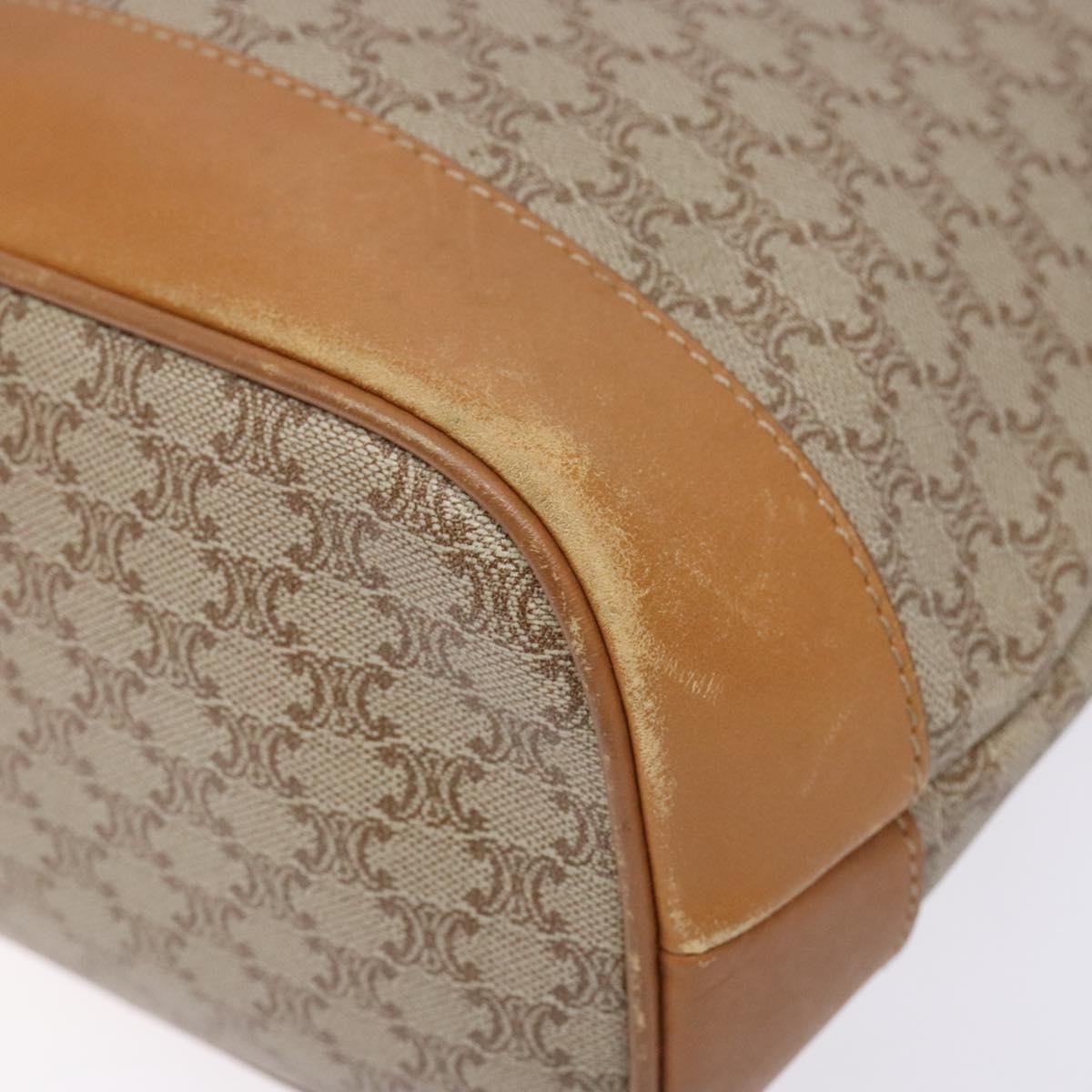 CELINE Macadam Canvas Shoulder Bag PVC Beige Gold Auth 139658
