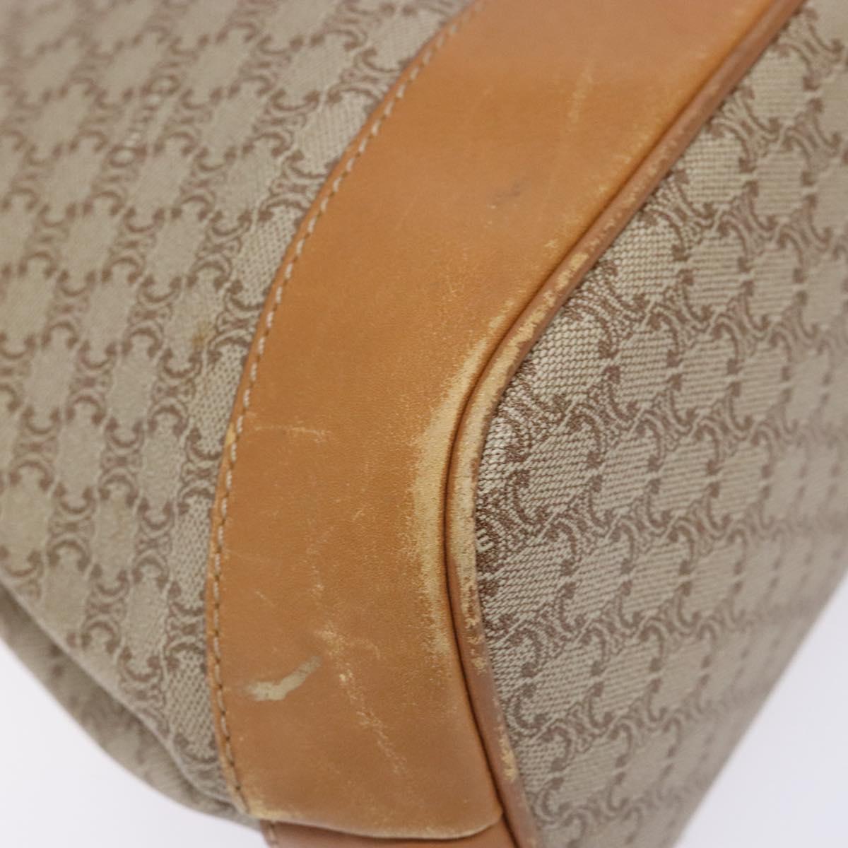 CELINE Macadam Canvas Shoulder Bag PVC Beige Gold Auth 139658