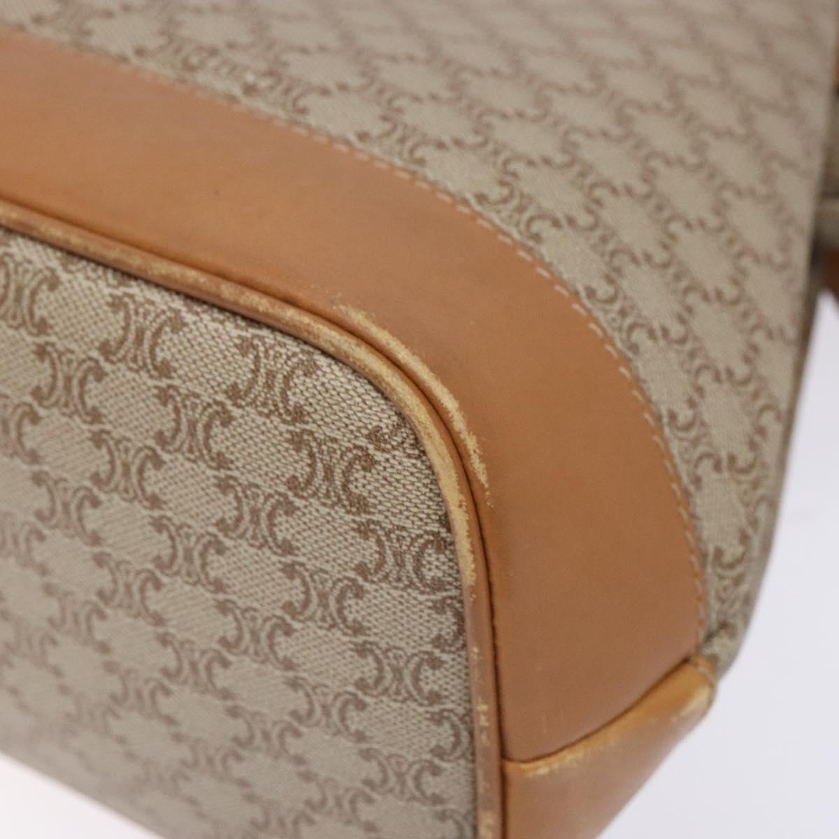 CELINE Macadam Canvas Shoulder Bag PVC Beige Gold Auth 139658