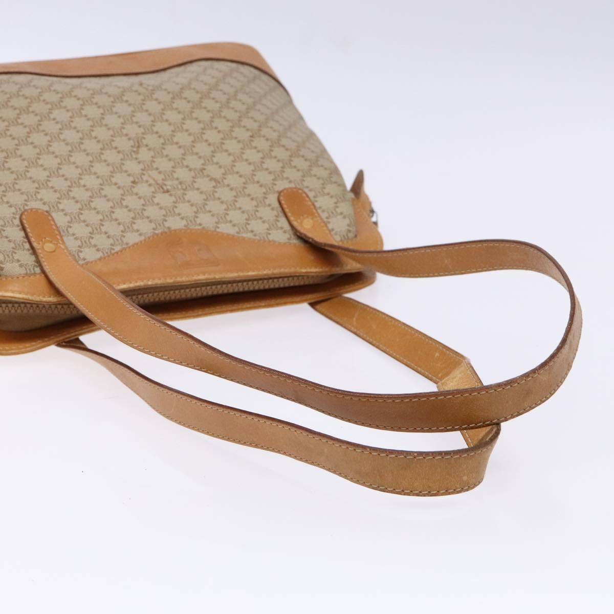 CELINE Macadam Canvas Shoulder Bag PVC Beige Gold Auth 139658