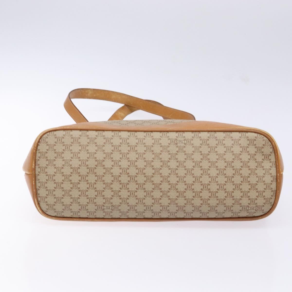 CELINE Macadam Canvas Shoulder Bag PVC Beige Gold Auth 139658