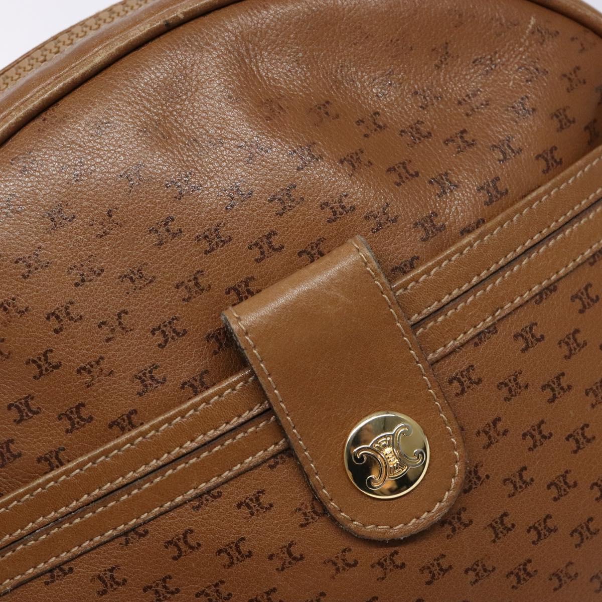 CELINE Macadam Canvas Shoulder Bag Leather Brown Gold Auth 139659