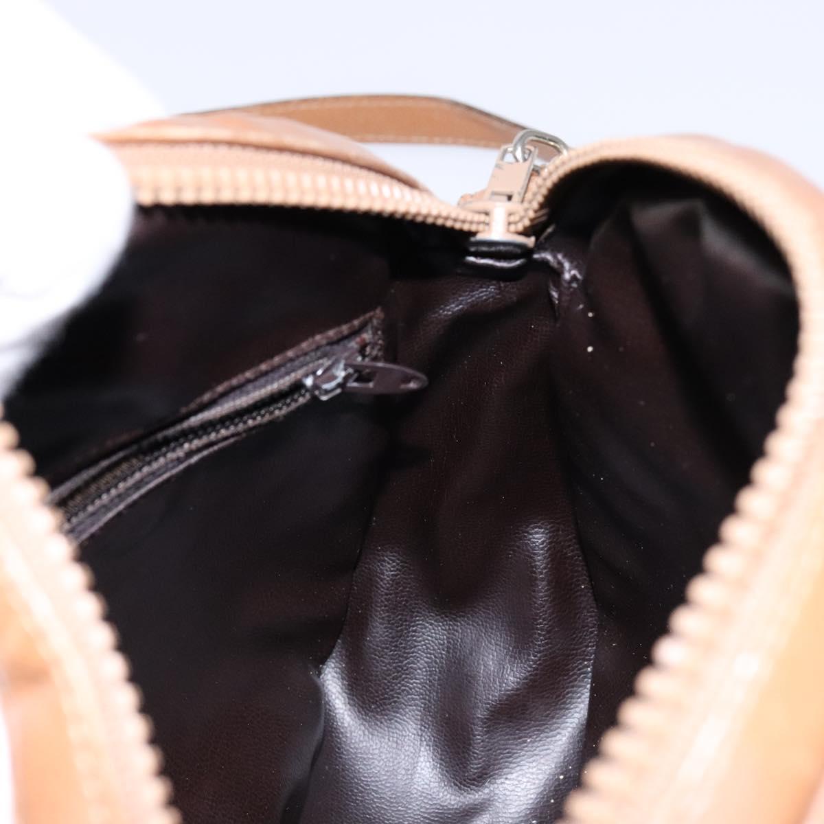 CELINE Macadam Canvas Shoulder Bag Leather Brown Gold Auth 139659