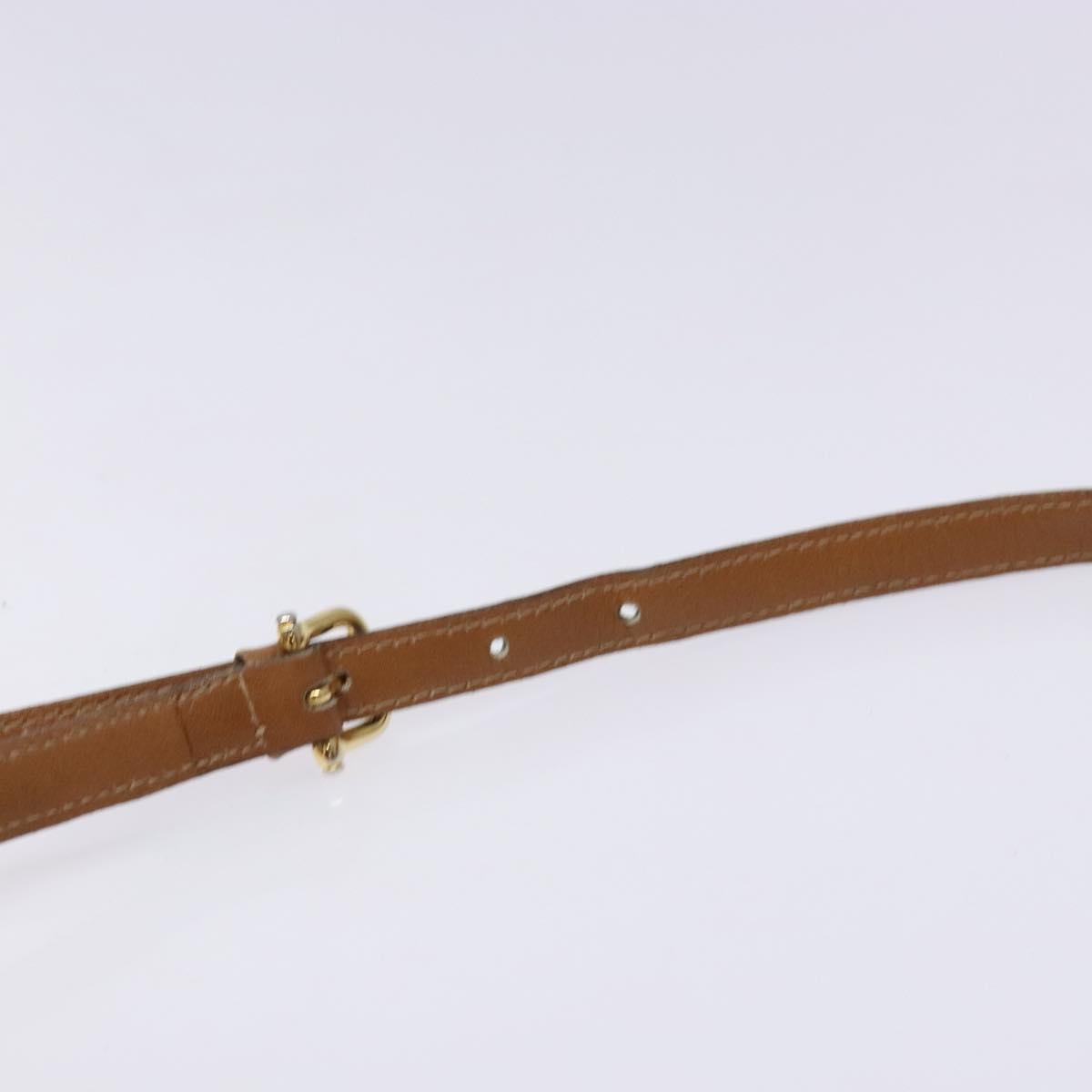 CELINE Macadam Canvas Shoulder Bag Leather Brown Gold Auth 139659