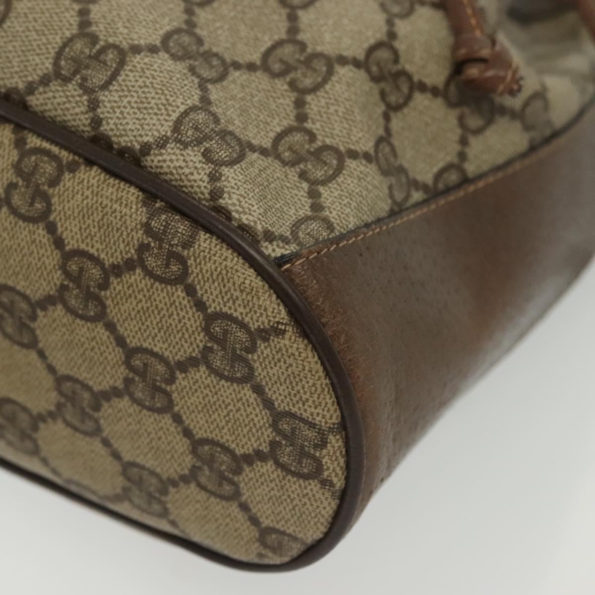 GUCCI GG Supreme Web Sherry Line Bag PVC Beige Gold 41 02 034 Auth 139660