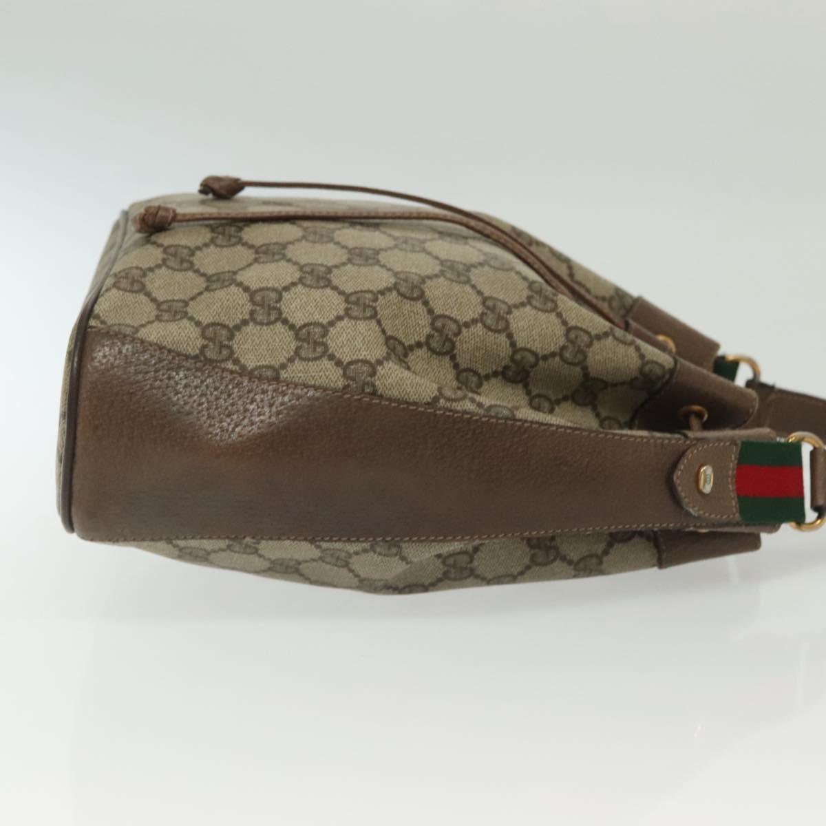 GUCCI GG Supreme Web Sherry Line Bag PVC Beige Gold 41 02 034 Auth 139660