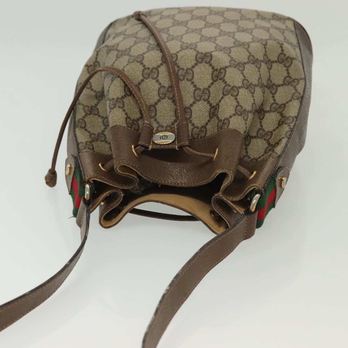GUCCI GG Supreme Web Sherry Line Bag PVC Beige Gold 41 02 034 Auth 139660
