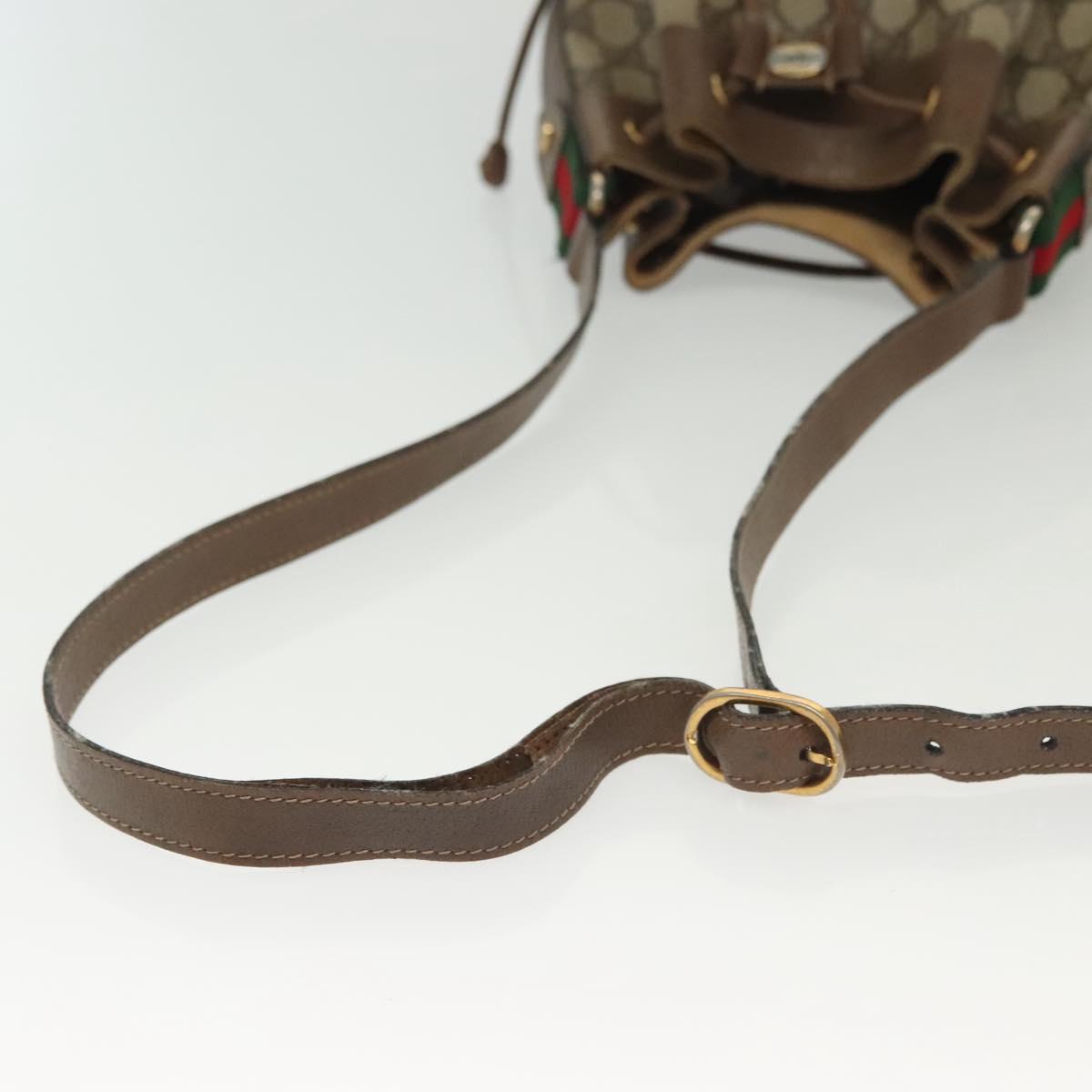 GUCCI GG Supreme Web Sherry Line Bag PVC Beige Gold 41 02 034 Auth 139660