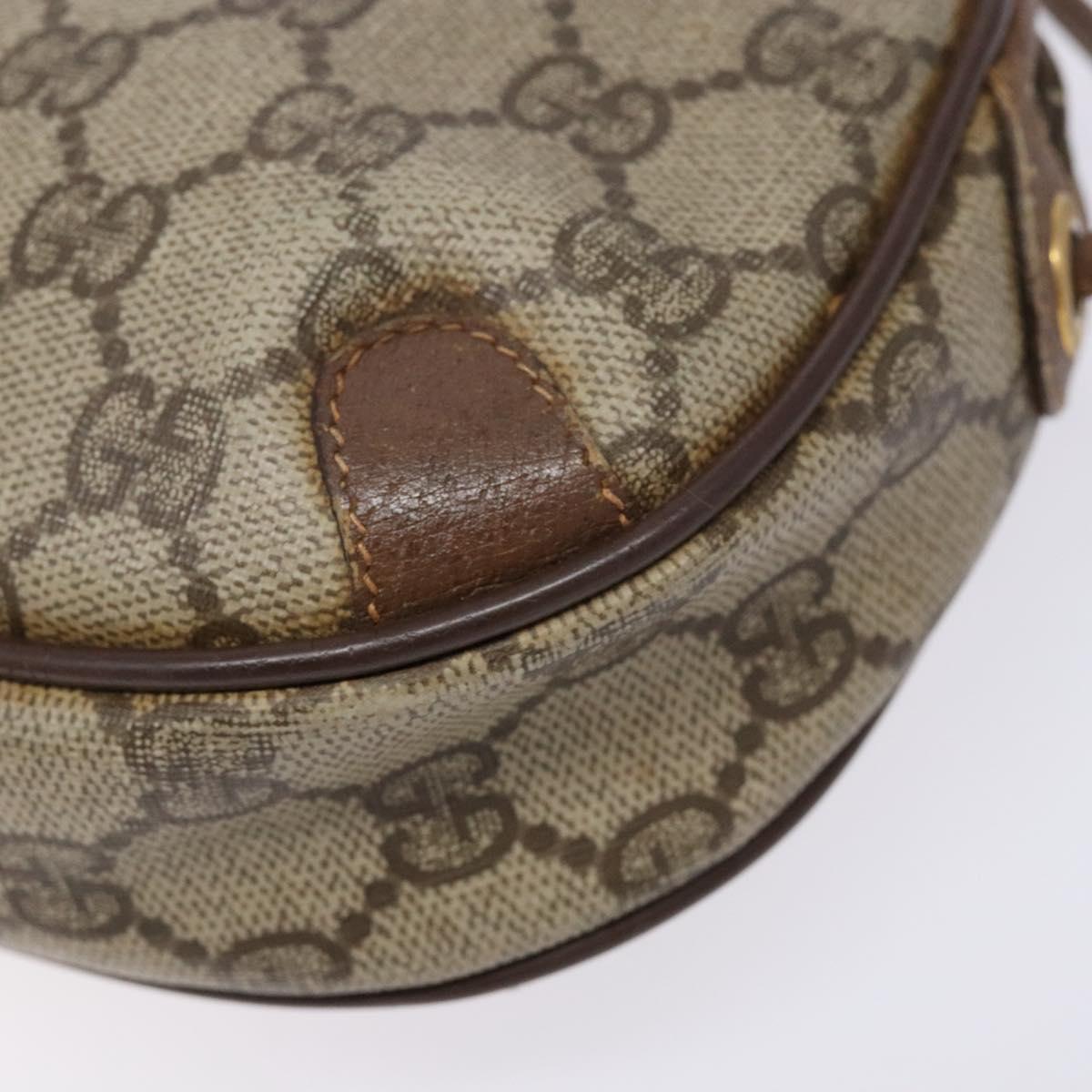 GUCCI GG Supreme Web Sherry Line Bag PVC Beige Gold 156 02 066 Auth 139661