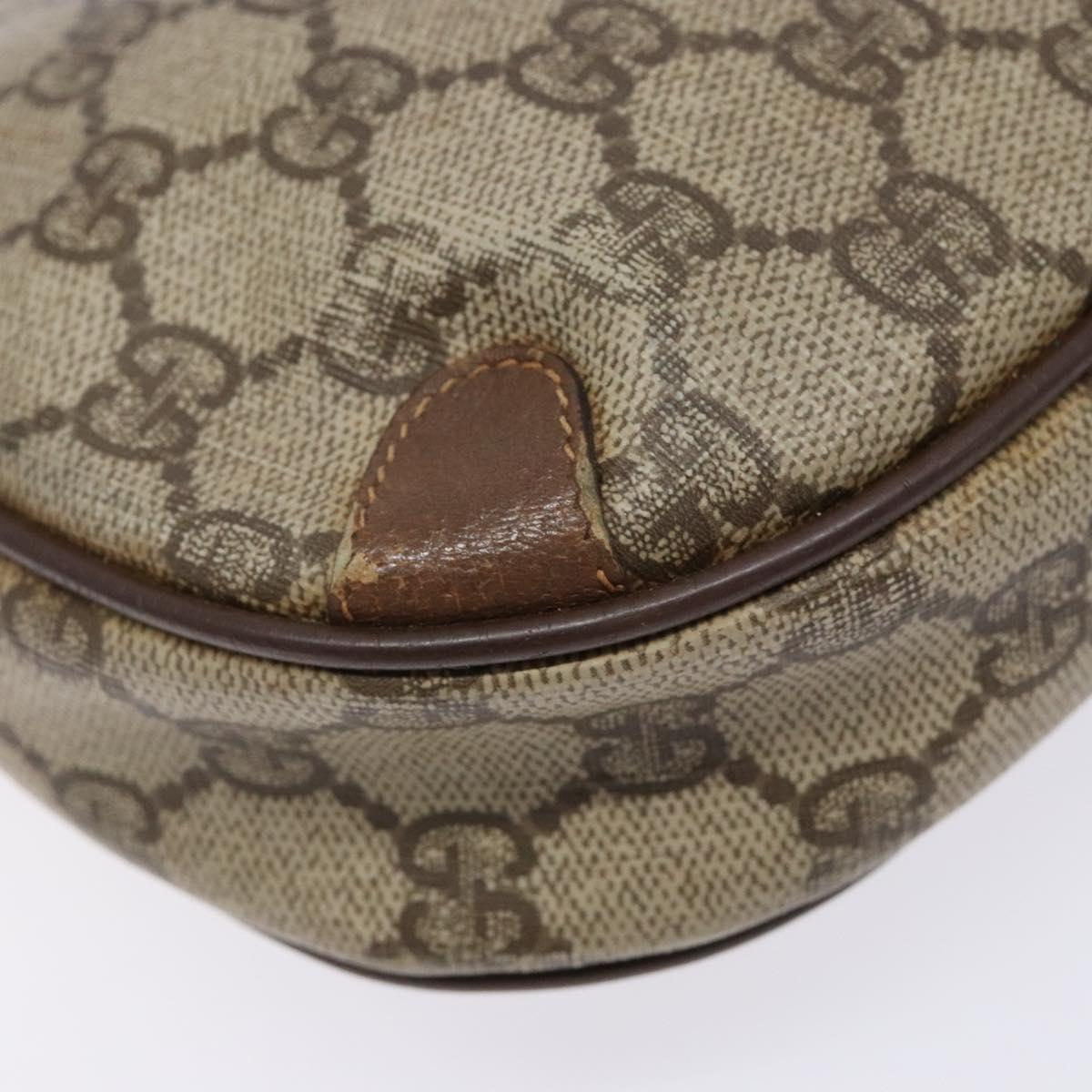 GUCCI GG Supreme Web Sherry Line Bag PVC Beige Gold 156 02 066 Auth 139661