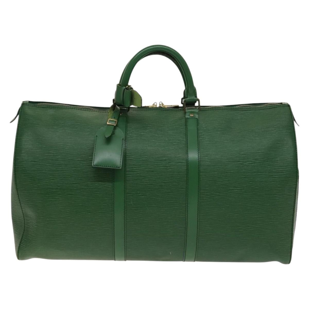 LOUIS VUITTON Epi Keepall 50 Boston Bag Green M42964 LV Auth 139669