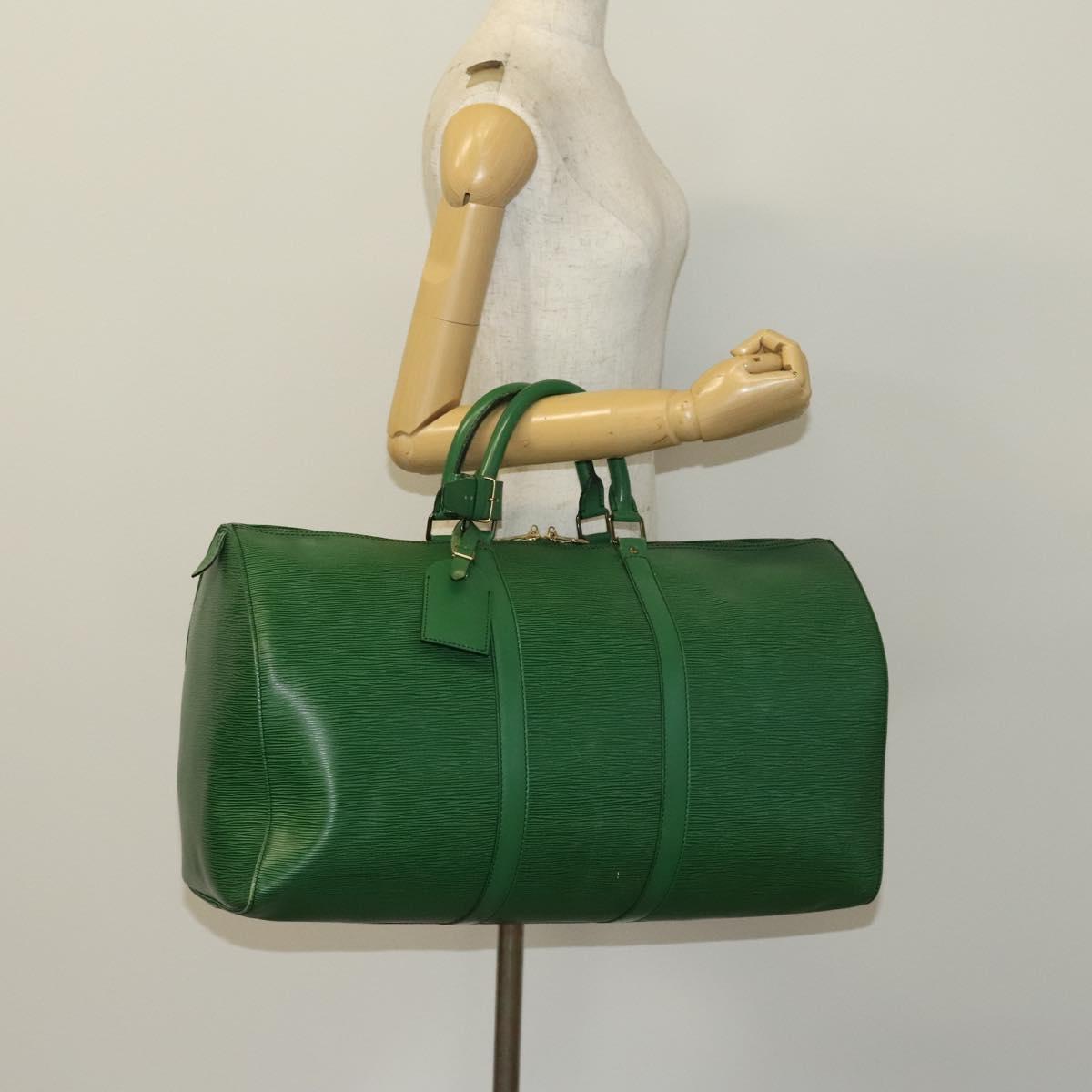 LOUIS VUITTON Epi Keepall 50 Boston Bag Green M42964 LV Auth 139669
