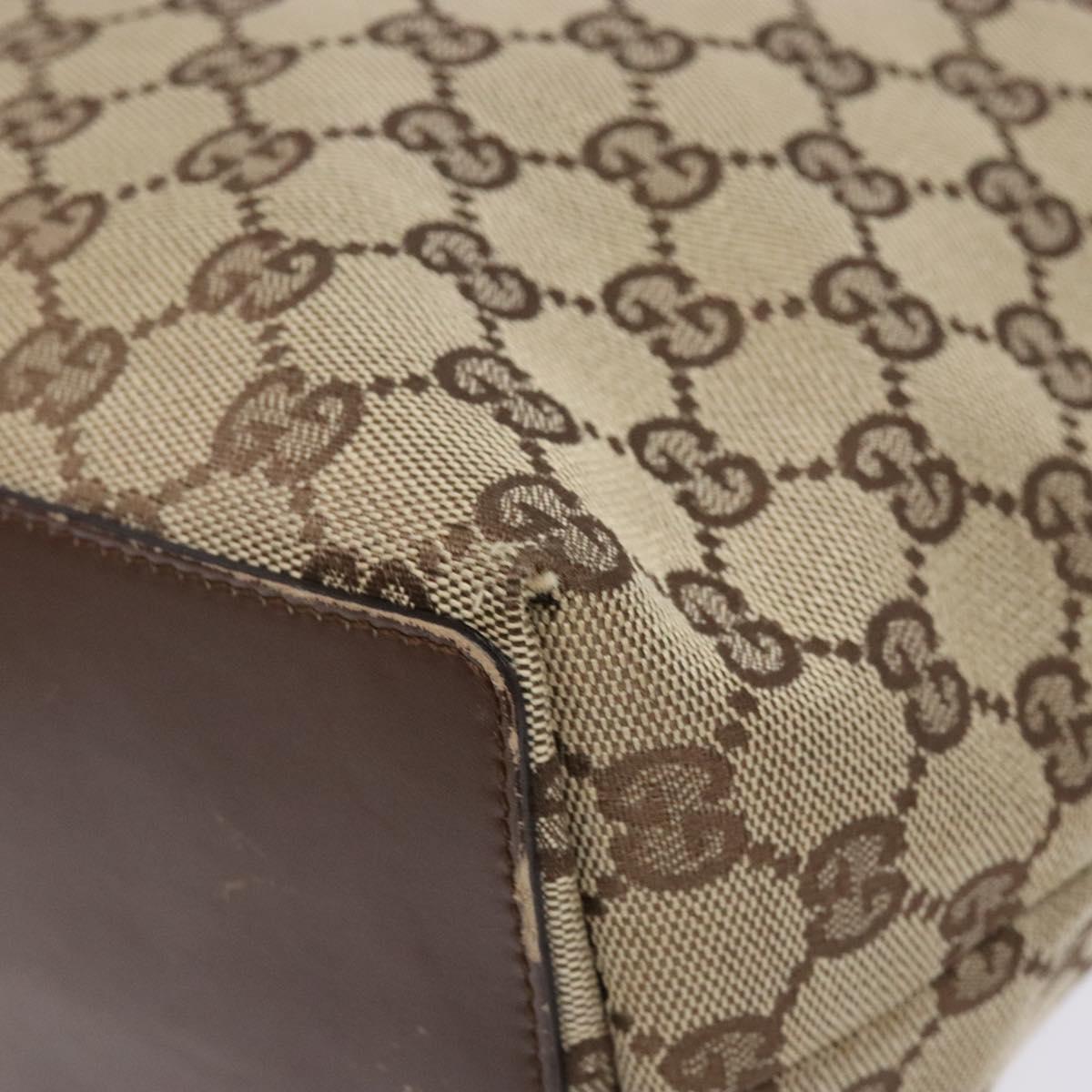 GUCCI GG Canvas Tote Bag Beige Silver 31243 Auth 139697