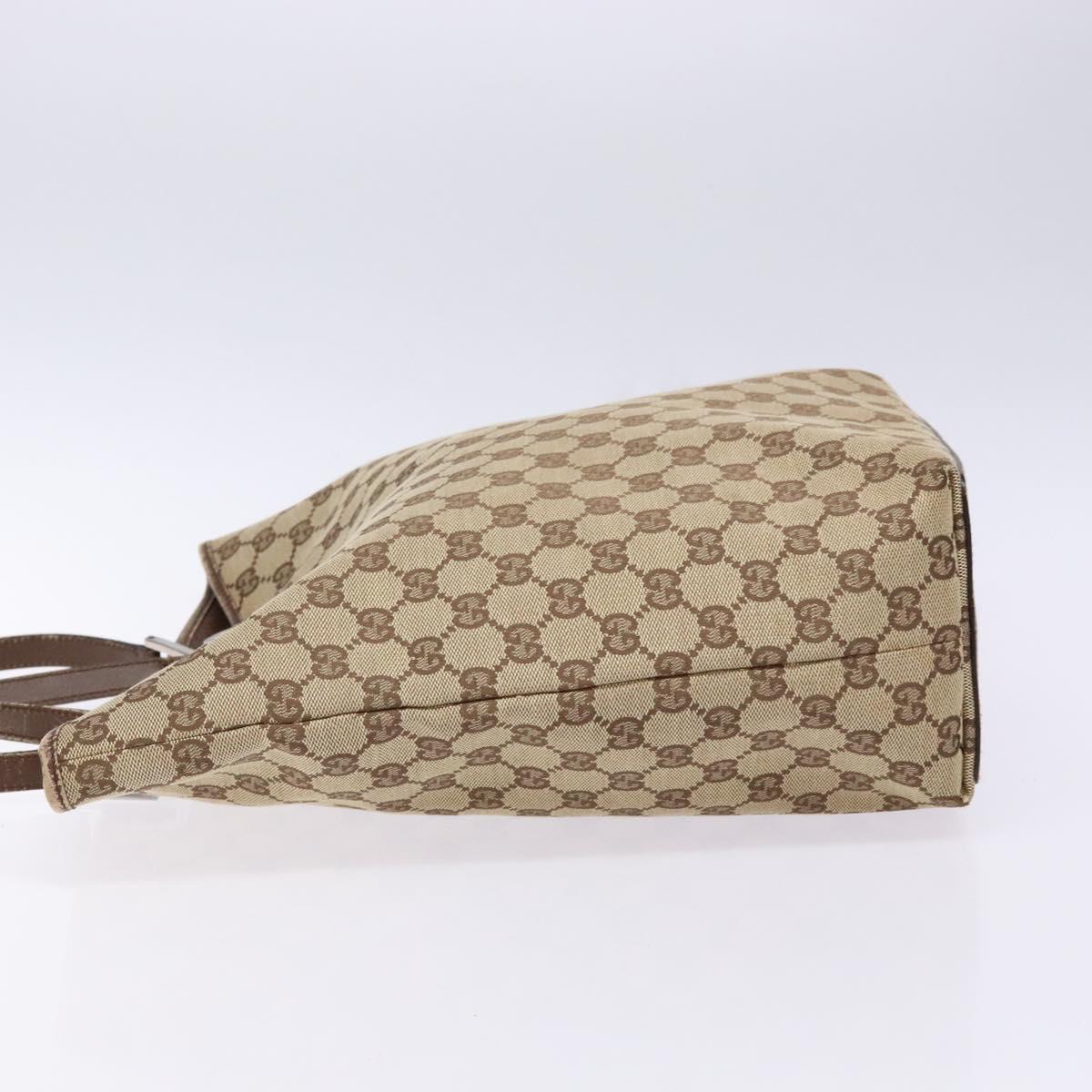 GUCCI GG Canvas Tote Bag Beige Silver 31243 Auth 139697