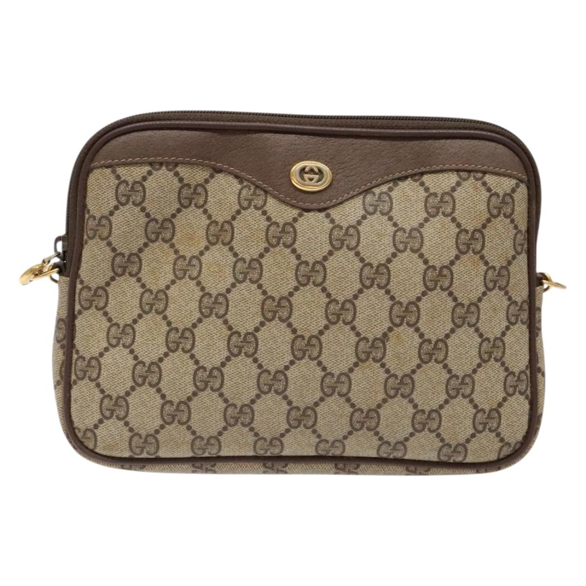 GUCCI GG Supreme Shoulder Bag PVC Beige Gold 97 02 068 Auth 139727