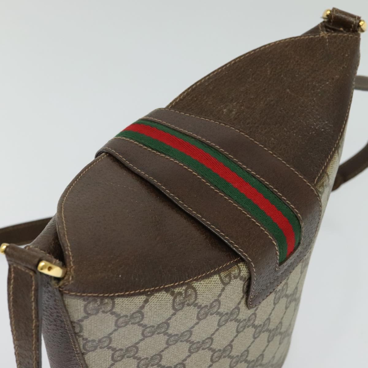 GUCCI GG Supreme Web Sherry Line Shoulder Bag PVC Beige 904 02 081 Auth 139731