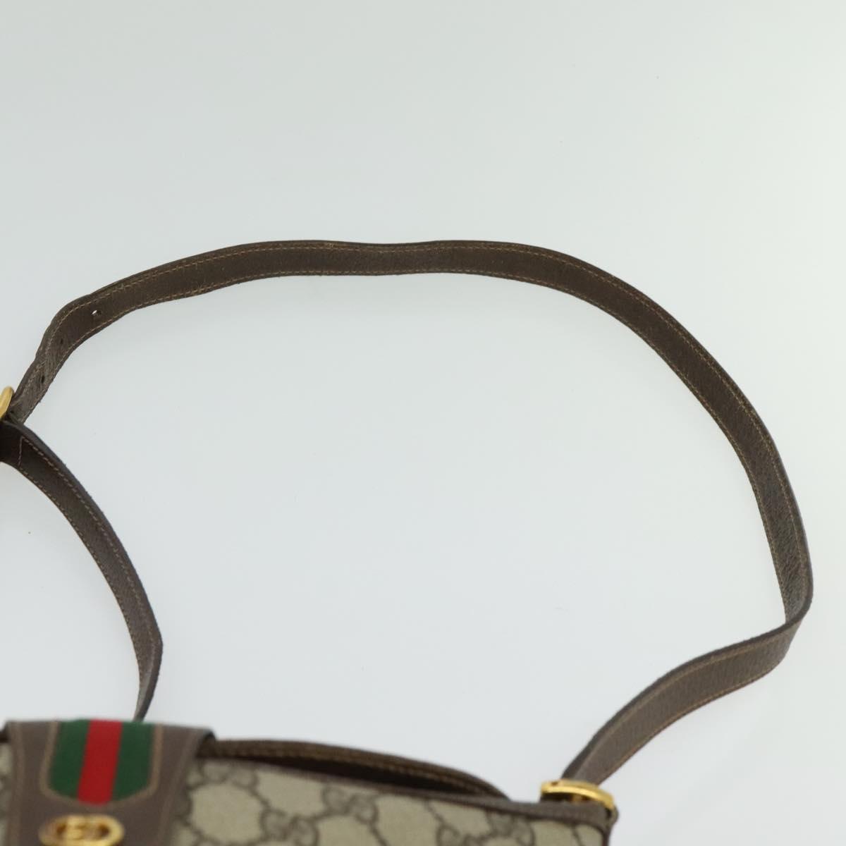 GUCCI GG Supreme Web Sherry Line Shoulder Bag PVC Beige 904 02 081 Auth 139731