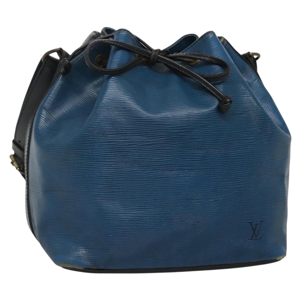 LOUIS VUITTON Epi Petit Noe Shoulder Bag Bicolor Black Blue M44152 Auth 139735