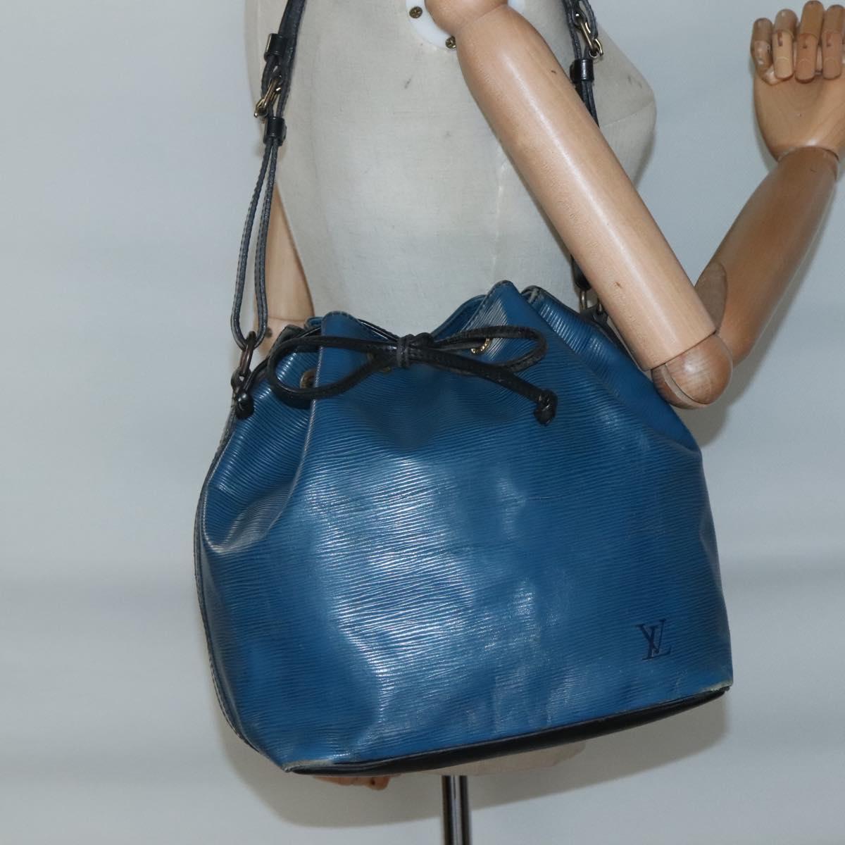 LOUIS VUITTON Epi Petit Noe Shoulder Bag Bicolor Black Blue M44152 Auth 139735