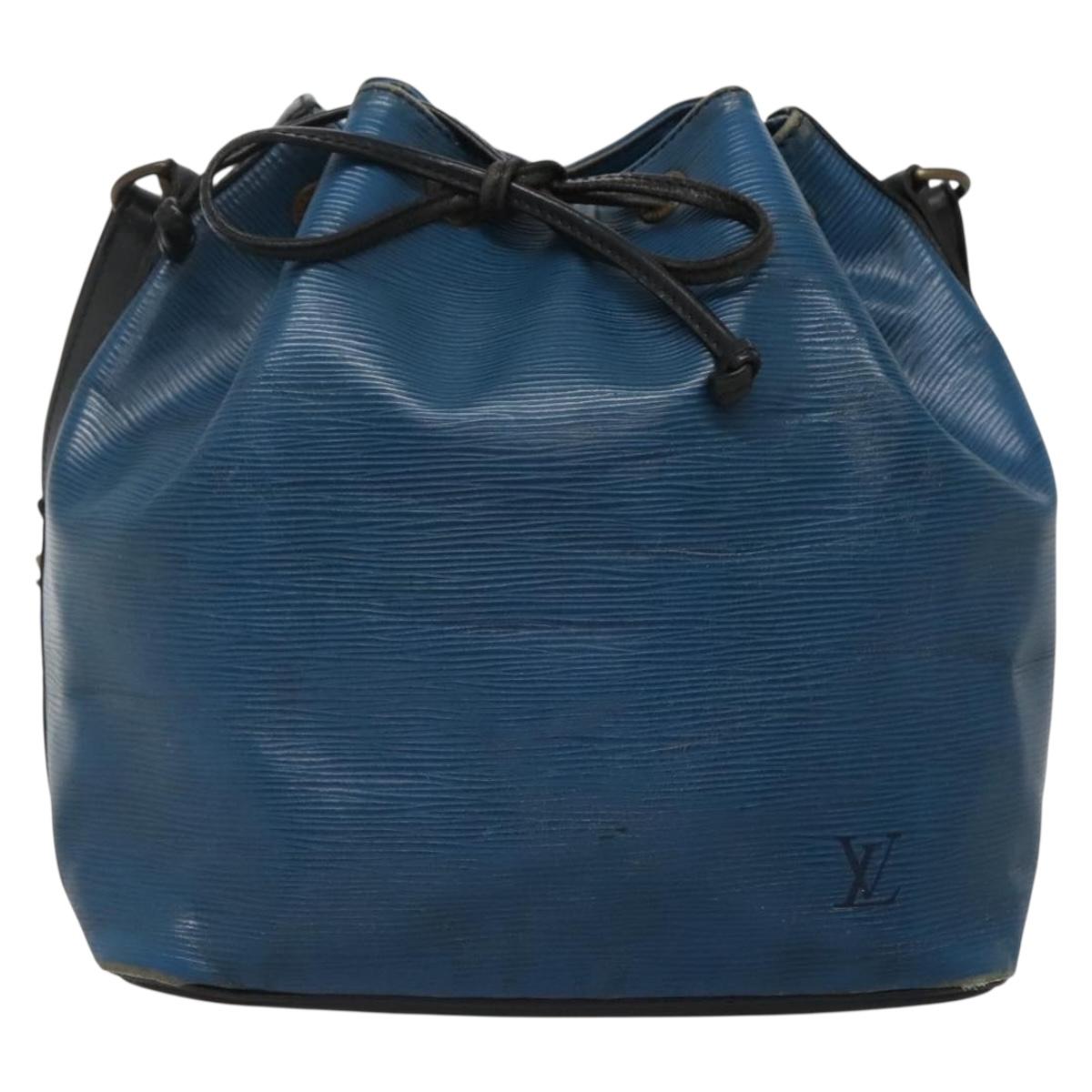 LOUIS VUITTON Epi Petit Noe Shoulder Bag Bicolor Black Blue M44152 Auth 139735