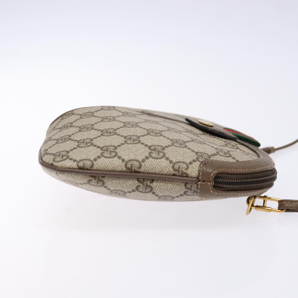 GUCCI GG Supreme Web Sherry Line Shoulder Bag PVC Beige 68 02 047 Auth 139751