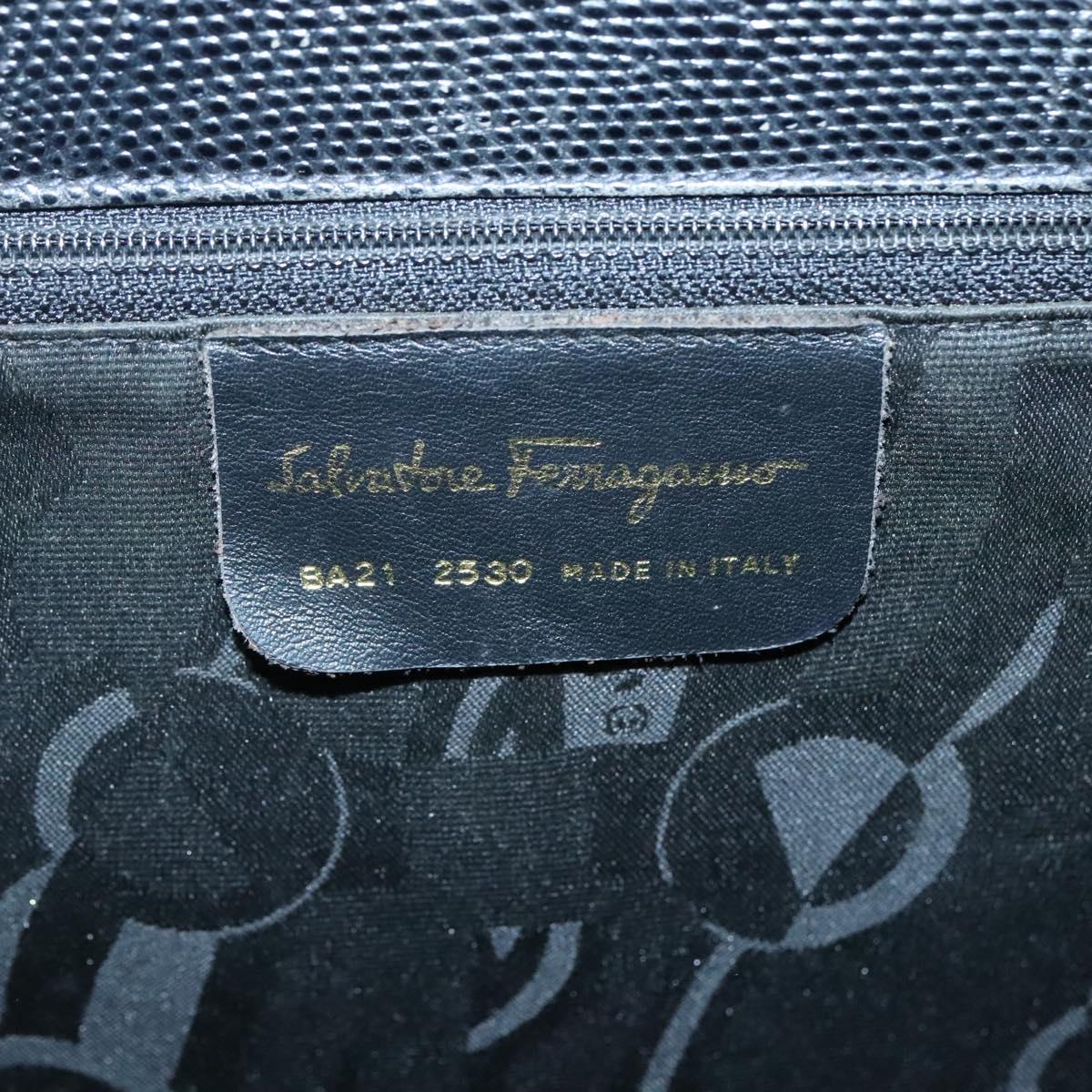 Salvatore Ferragamo Vala Tote Bag Leather Black Gold Auth 139754