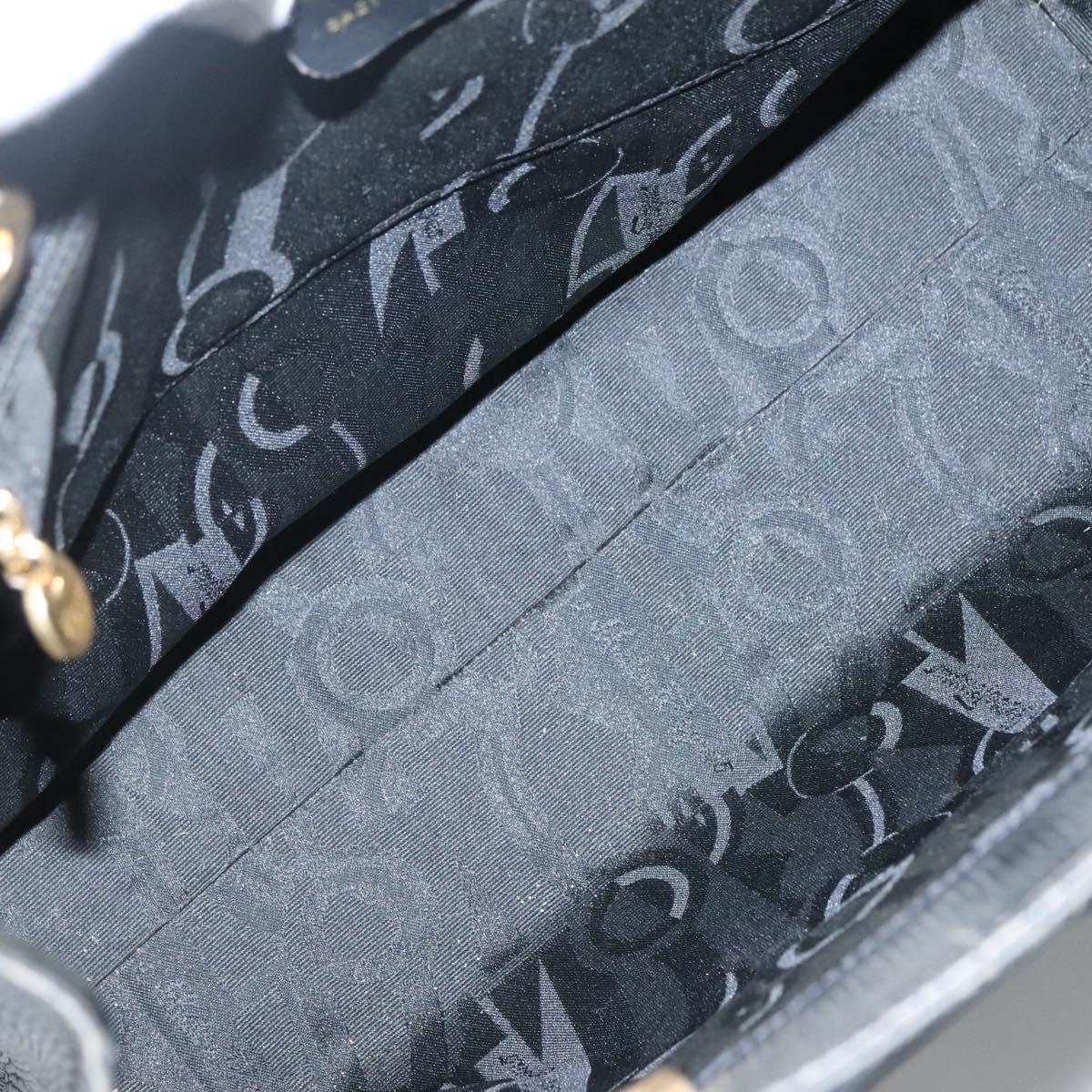 Salvatore Ferragamo Vala Tote Bag Leather Black Gold Auth 139754