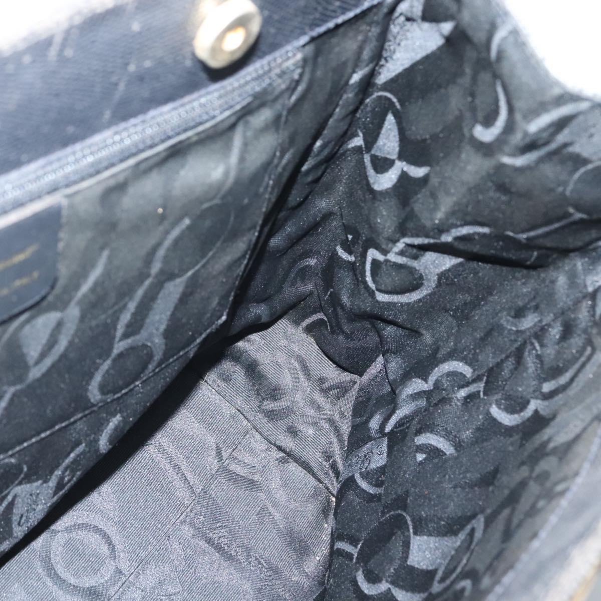 Salvatore Ferragamo Vala Tote Bag Leather Black Gold Auth 139754