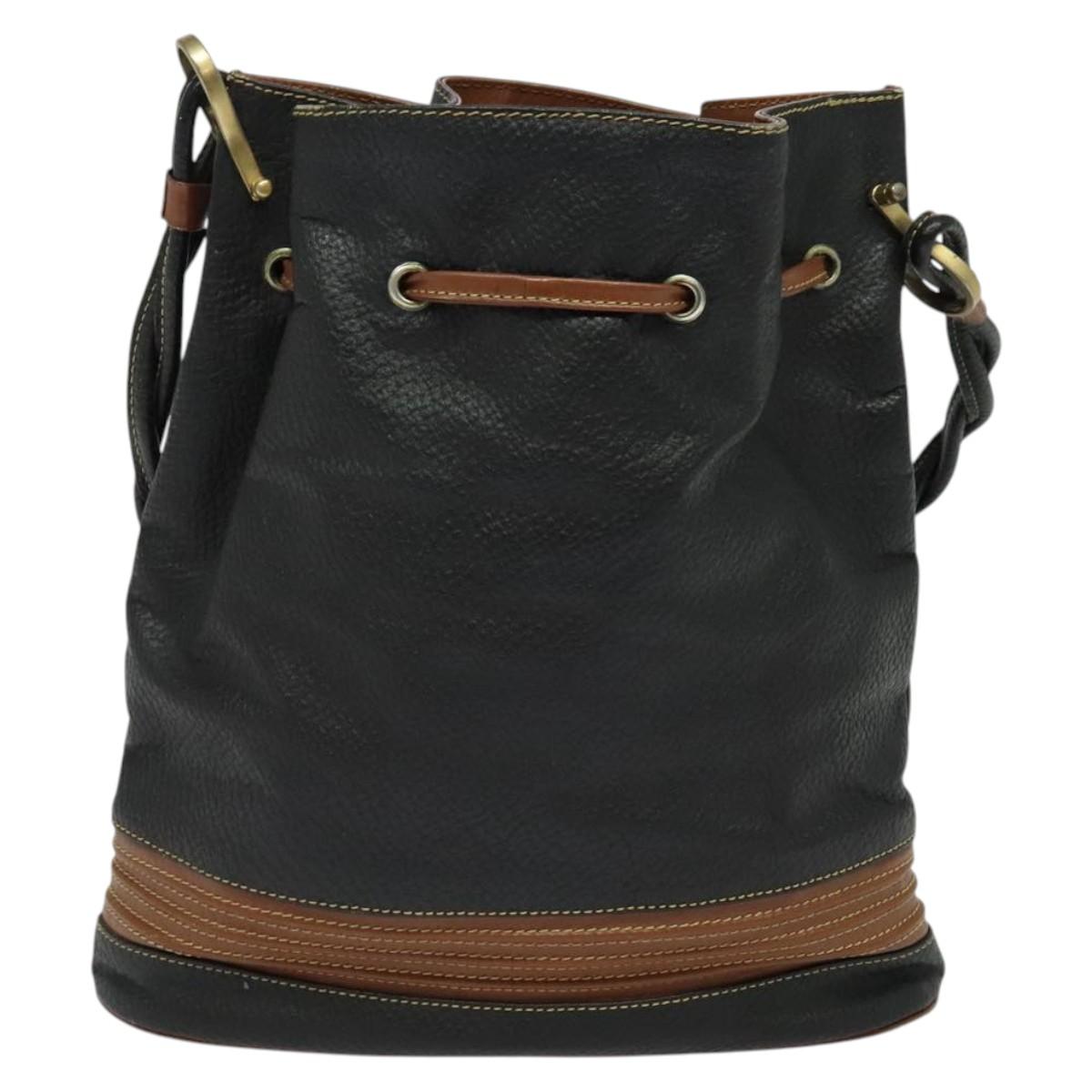 GUCCI Shoulder Bag Leather Black Auth 139755