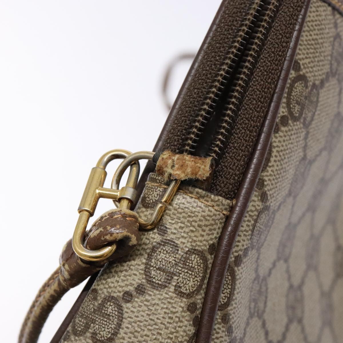 GUCCI GG Supreme Web Sherry Line Shoulder Bag PVC Beige 97 02 068 Auth 139795