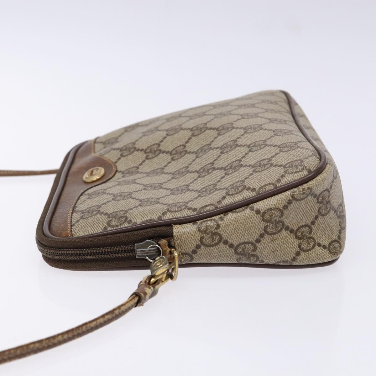 GUCCI GG Supreme Web Sherry Line Shoulder Bag PVC Beige 97 02 068 Auth 139795
