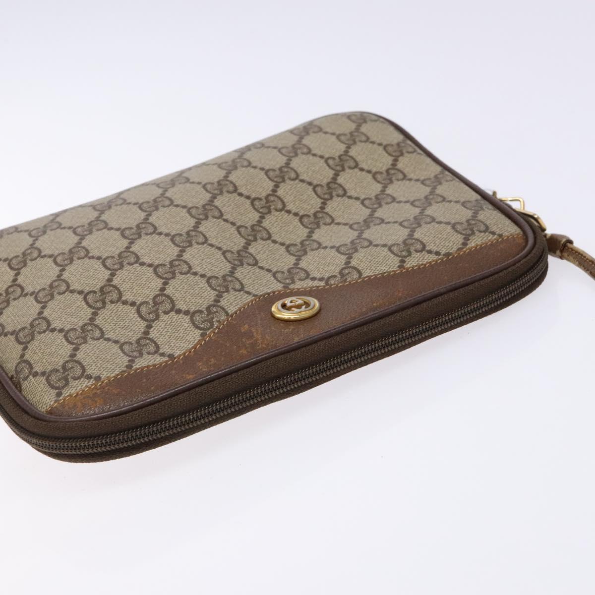 GUCCI GG Supreme Web Sherry Line Shoulder Bag PVC Beige 97 02 068 Auth 139795