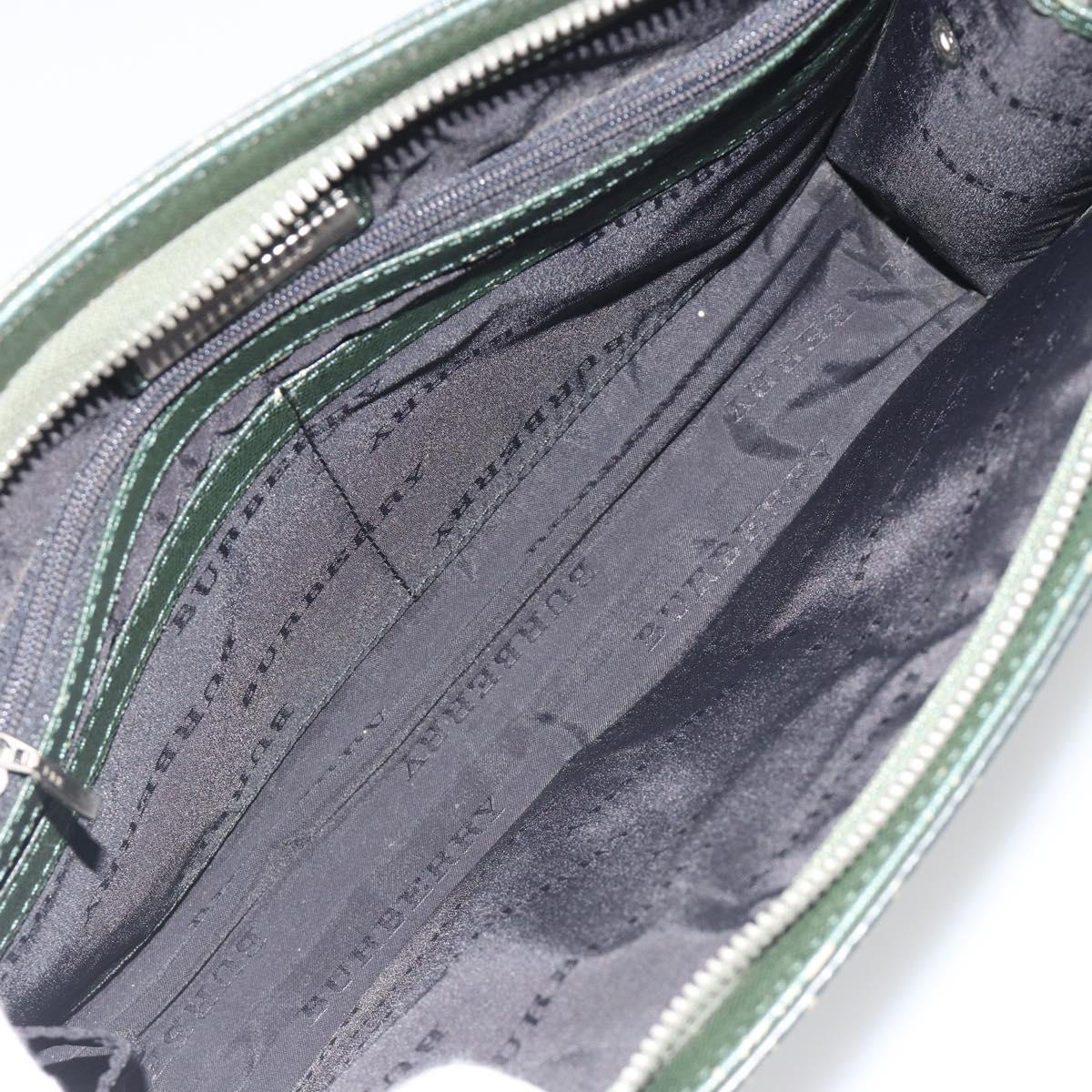 BURBERRY Nova Check Bag Nylon Leather 2 Set Beige Green Auth 139805