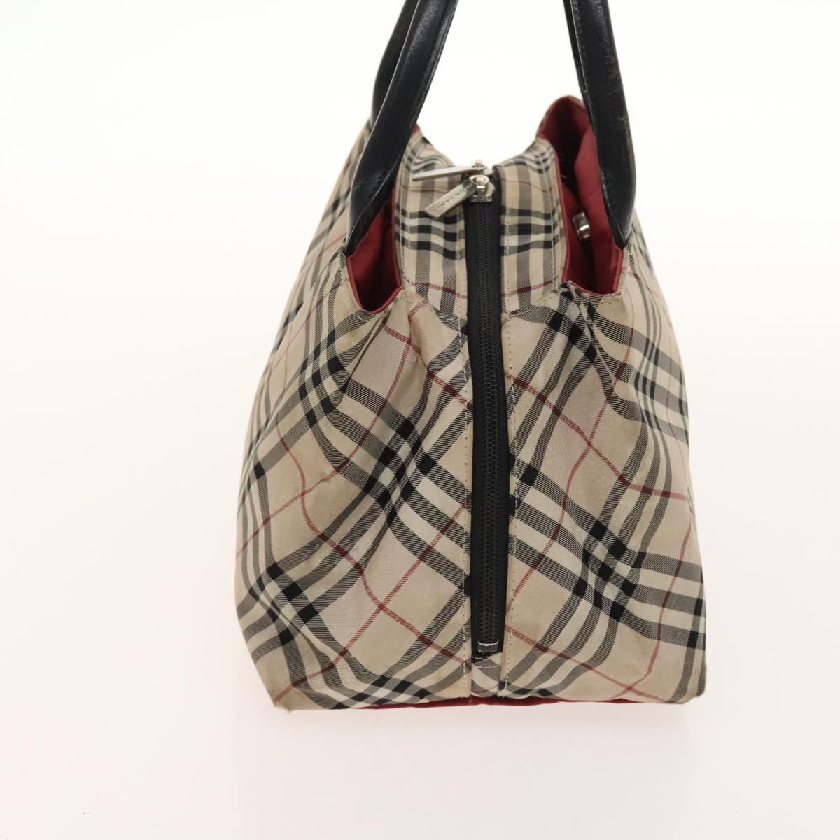 BURBERRY Nova Check Bag Nylon Leather 2Set Beige Green Auth 139805