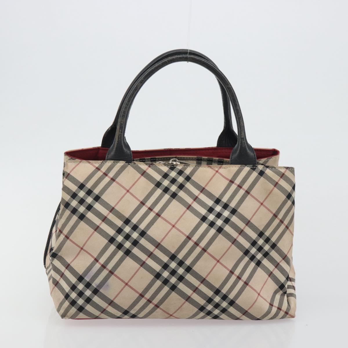 BURBERRY Nova Check Bag Nylon Leather 2 Set Beige Green Auth 139805