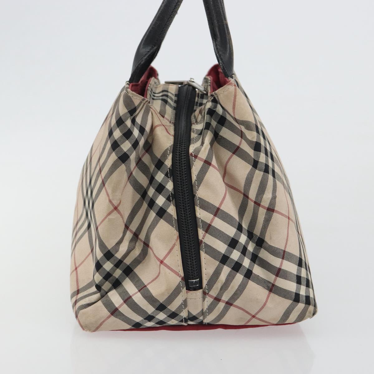 BURBERRY Nova Check Bag Nylon Leather 2 Set Beige Green Auth 139805