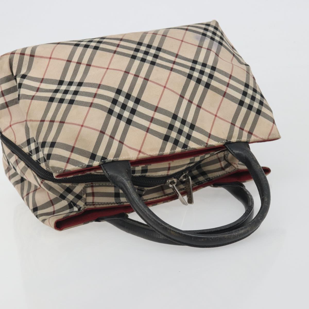 BURBERRY Nova Check Bag Nylon Leather 2 Set Beige Green Auth 139805
