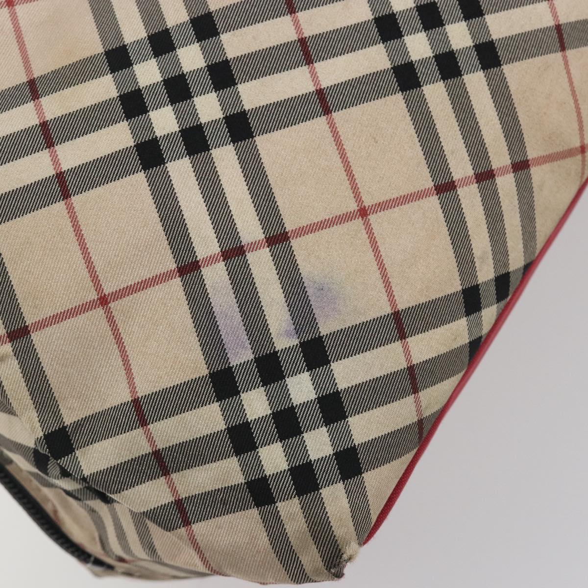 BURBERRY Nova Check Bag Nylon Leather 2 Set Beige Green Auth 139805
