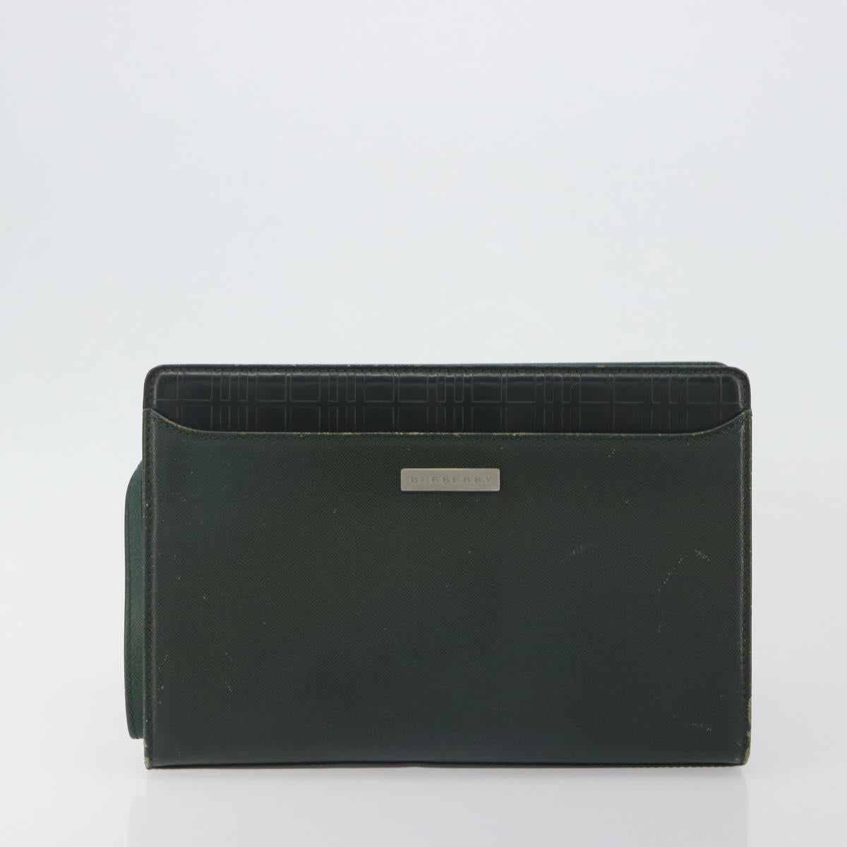 BURBERRY Nova Check Bag Nylon Leather 2 Set Beige Green Auth 139805